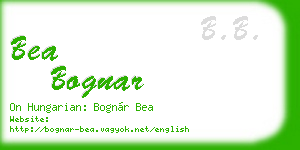 bea bognar business card